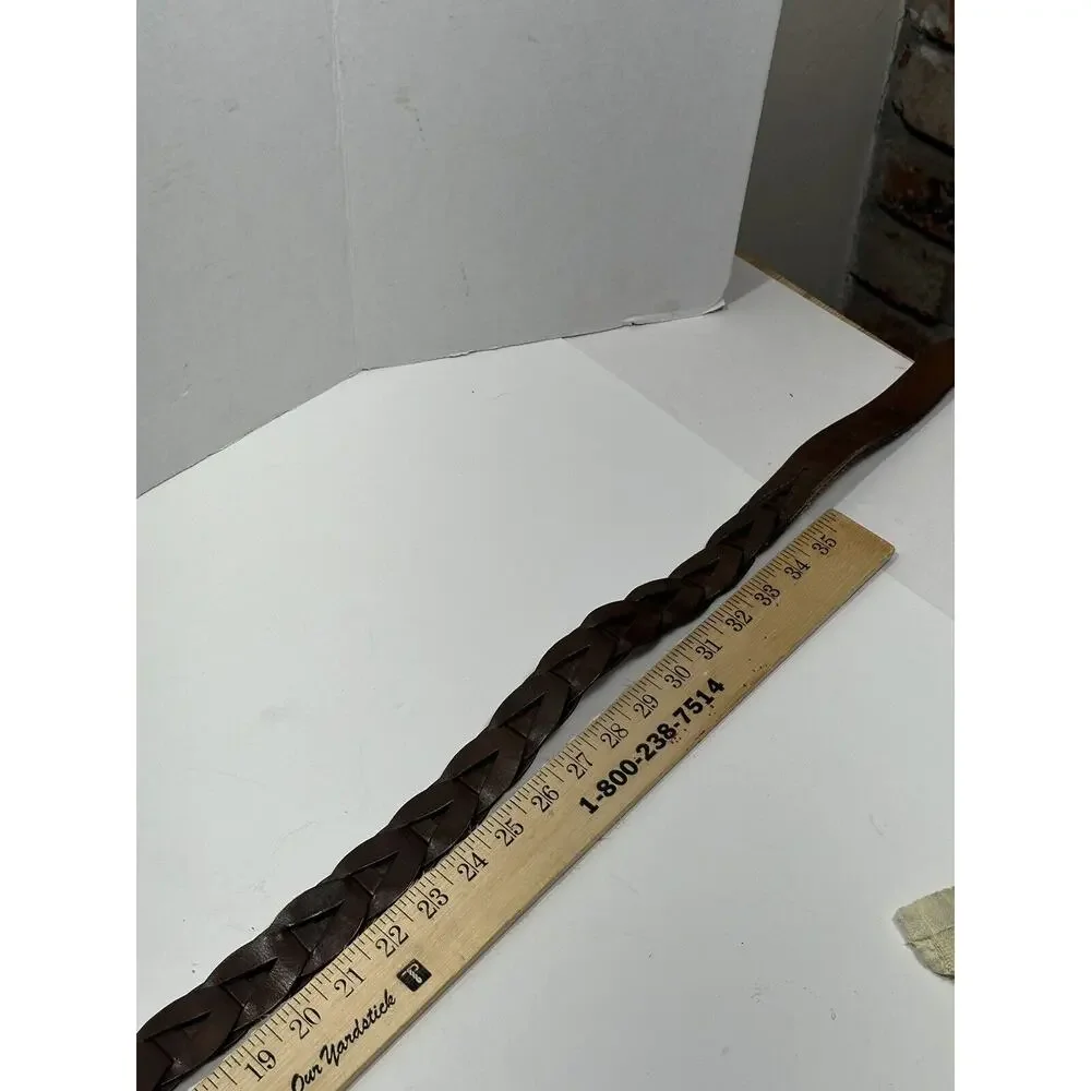 Braided Leather‎ Sz 38 Brown Top Grain Leather Solid Brass Buckle Mexico Luxury
